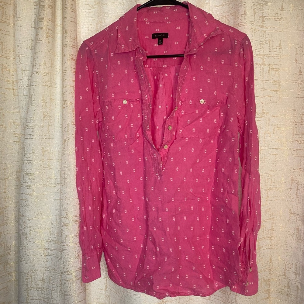 Women Talbots XS long sleeve 3/4 chest button down!